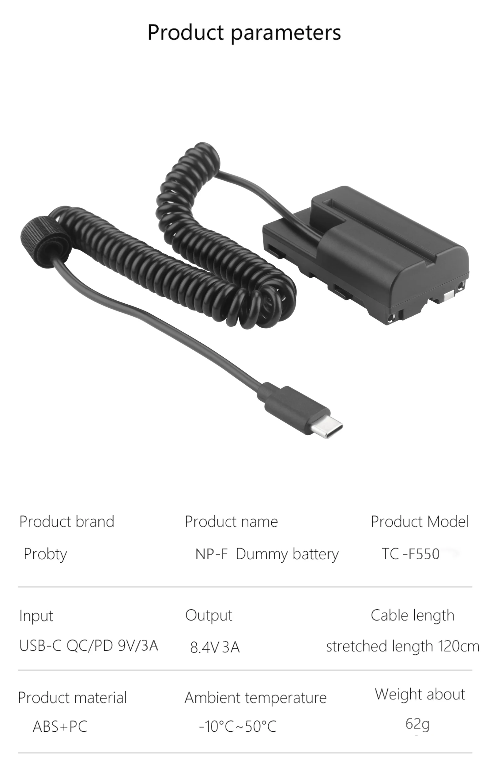 PD30W USB-C-NP-F 더미 배터리  NP-F550 NP-F770 NP-F970 배터리 카메라 필드 모니터용 완전 디코딩 커플러