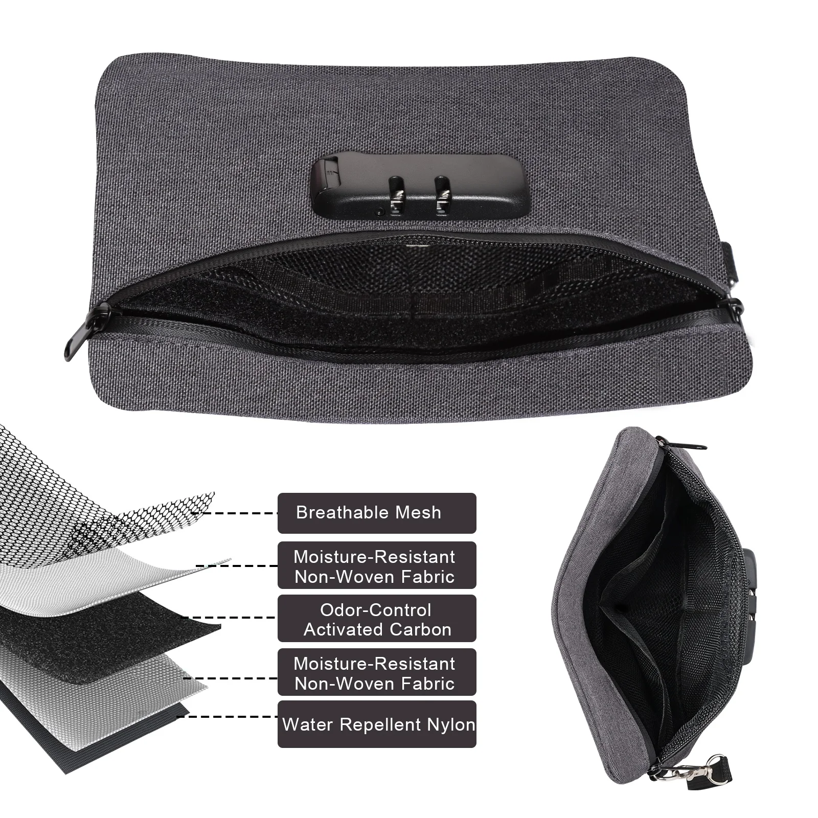 Pocket Size Zebra Striped Pouch Bag with Zipper and Lock Smokers Stash Pouch