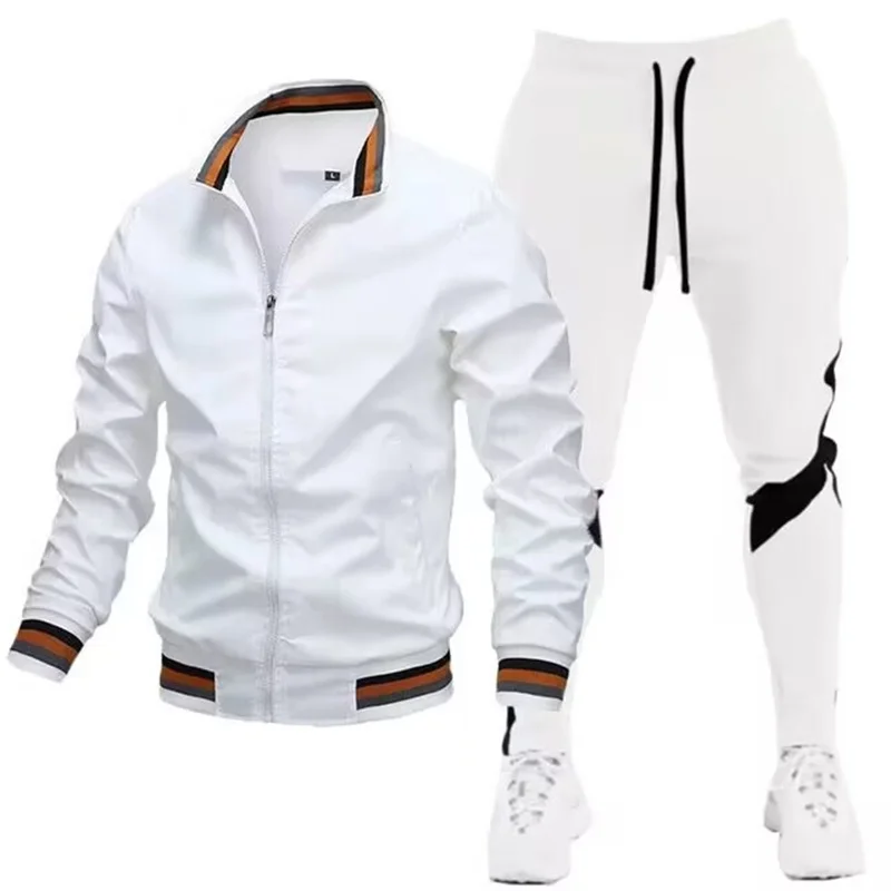 2023 Spring and Autumn New Fashion Men's Jacket Set Casual Coat Color-blocking Pants Sports Baseball Wear High Quality Clothes