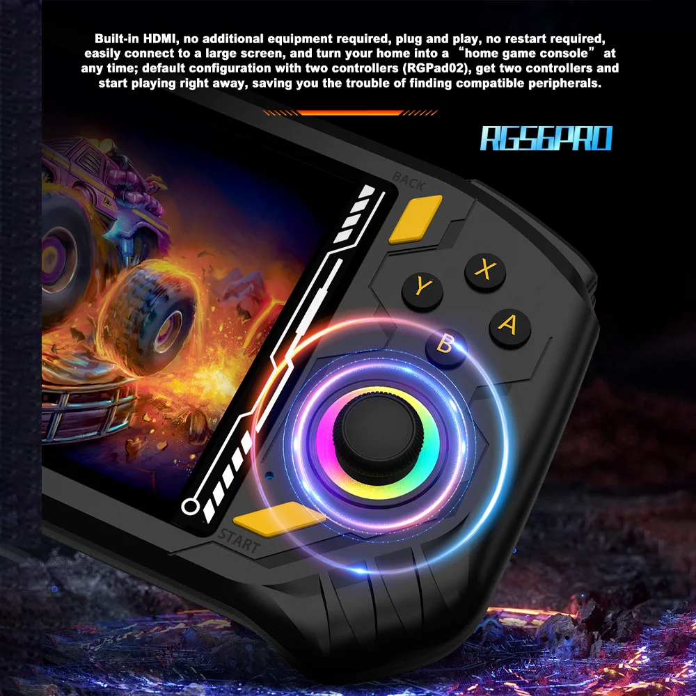 RG56 Pro Mini Retro Gaming Console Ultra Fast Boot Load All Kinds Of Classic 3D Games HD Clear Picture Quality Portable_voghion.com