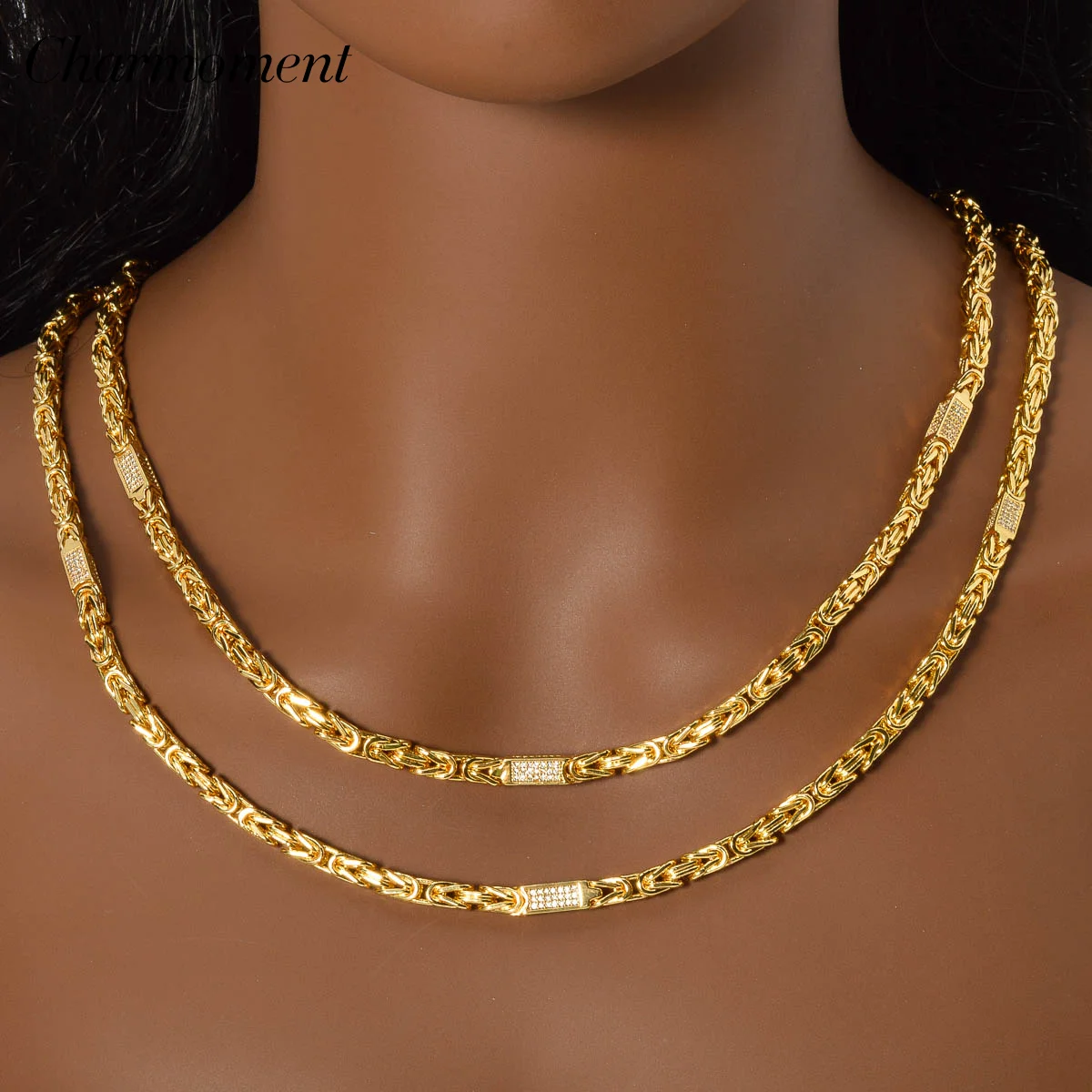 

2024 New Geometric Crystal Necklace for Women Chic 18k Gold Plated Metal Choker Clavicle chain Female Exquisite Jewelry Hot Sale