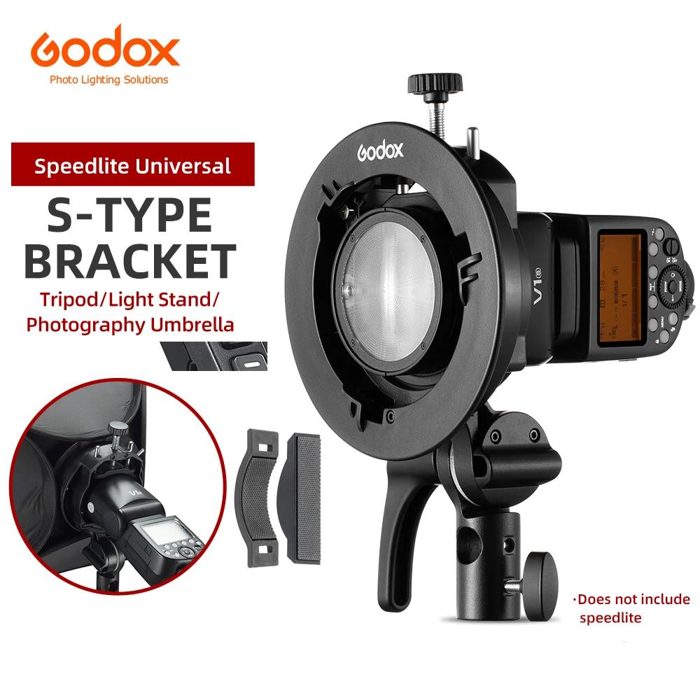 

Godox S2 Bowens Mount Flash S-type Holder Bracket for Godox V1 V860II AD200 AD400PRO Speedlite Flash Snoot Softbox