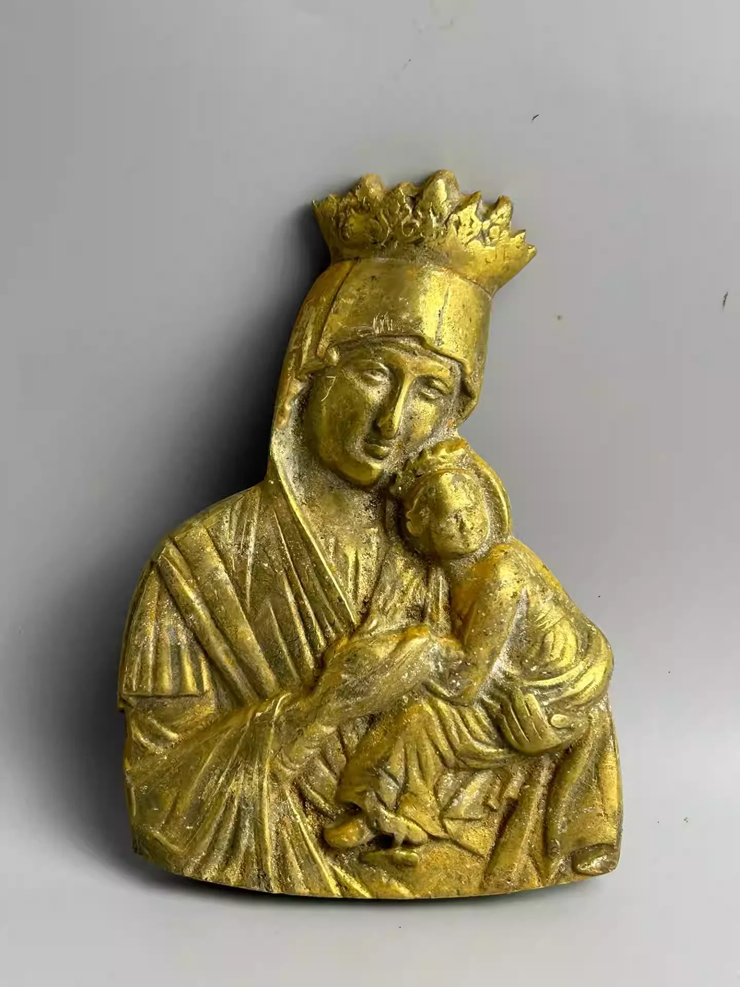 

Vintage Office European Antique Brass Figure Wall Decoration Pendant Personalized Copper Crafts Weight 351g