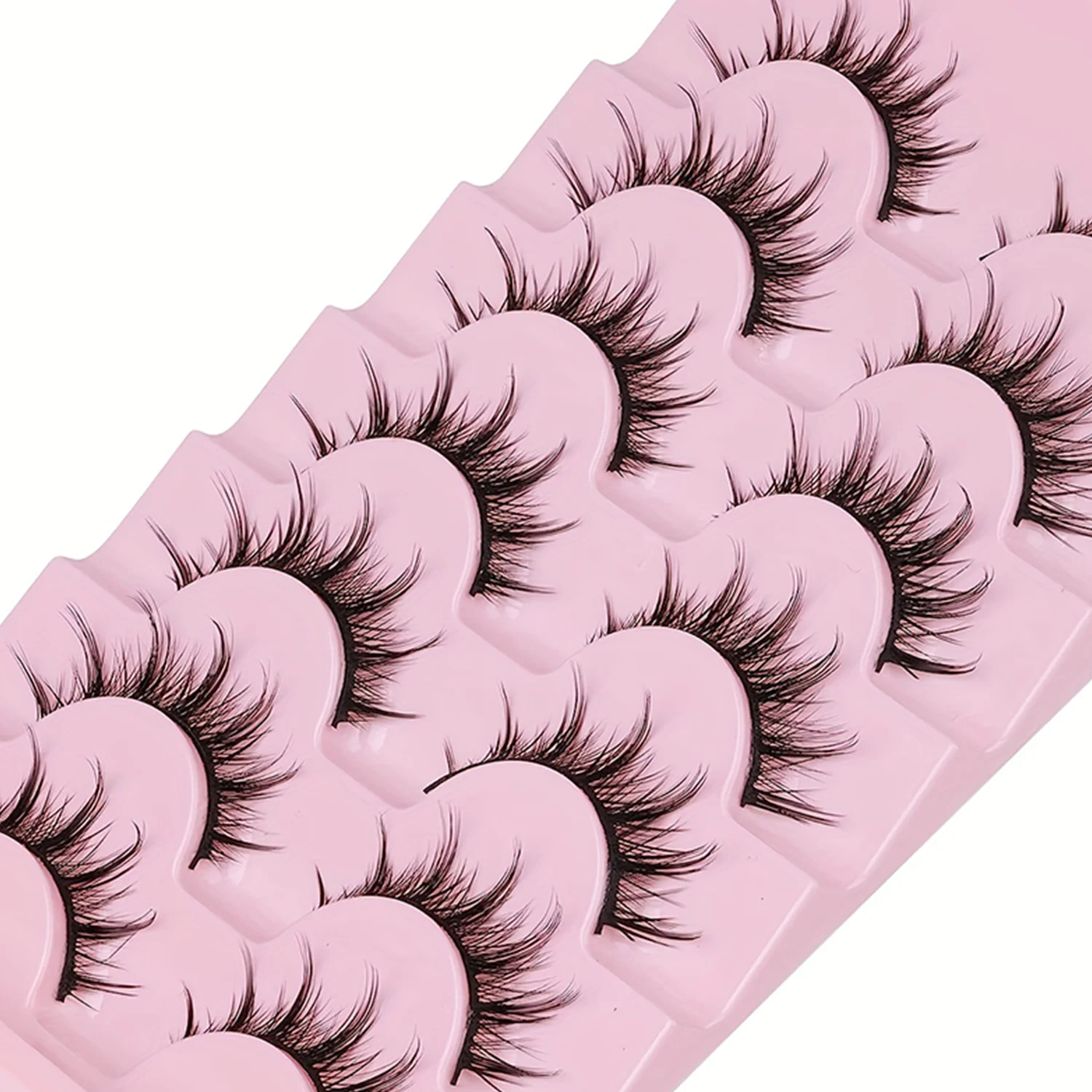 Falsche Wimpern im natürlichen Look, Anime Wispy Fluffy Spiky 3D-Volumen-Wimpern-Packung, koreanisches japanisches asiatisches Cosplay, 7 Paar – Detail 4