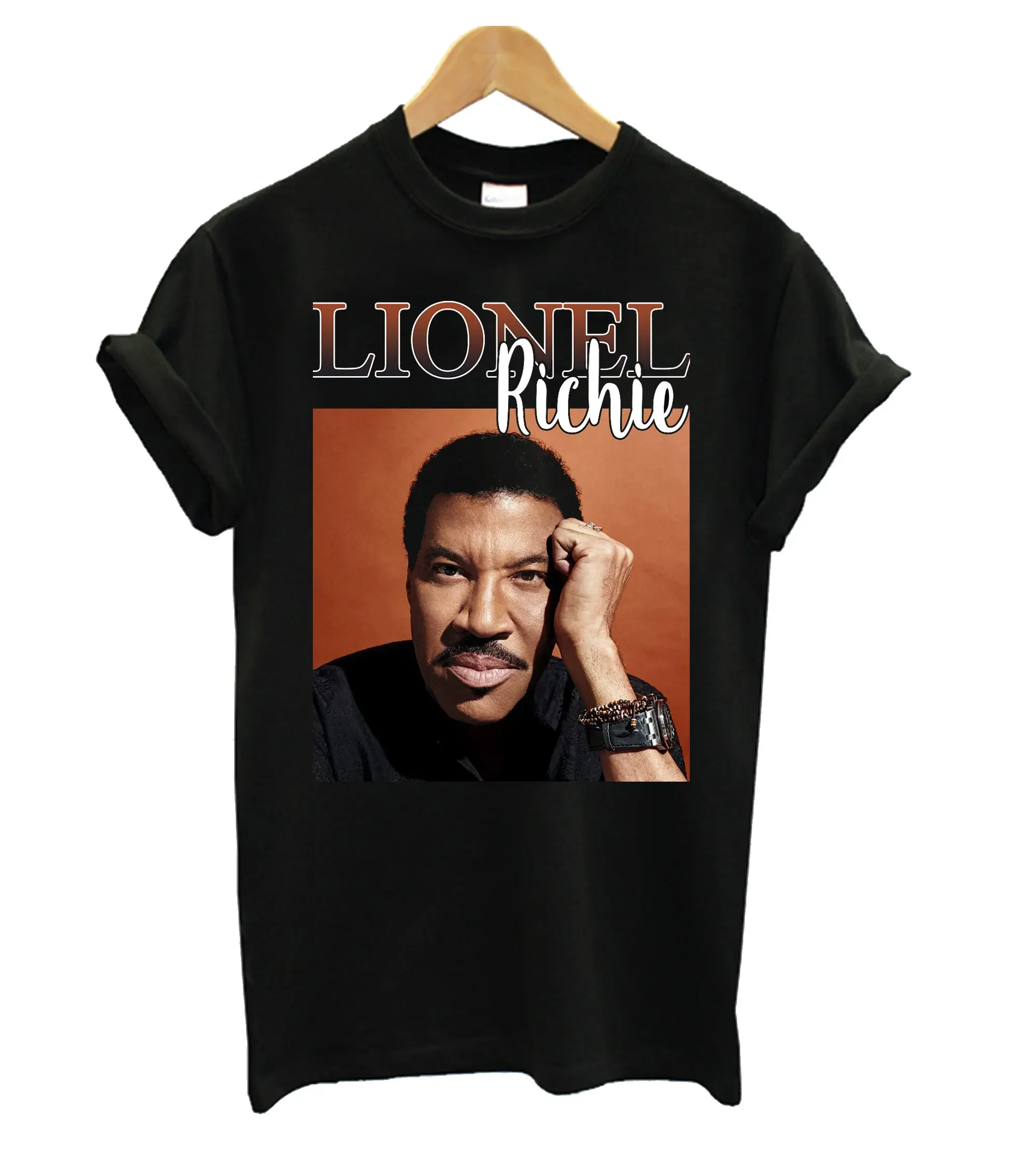 

Американская певица, Lionel Richie, винтажная Подарочная футболка для фанатов Футболки с коротким рукавом из 100% хлопка в повседневном стиле свободного кроя