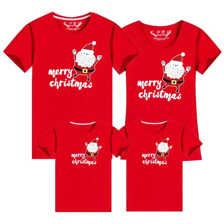 thumbnail image 1 of Ropa de invierno para mamá, papá y yo, camiseta para niños y adultos, mameluco para bebé, manga corta, algodón, estampado de dibujos animados, conjuntos familiares a juego, 1 of 5