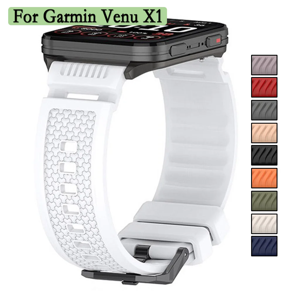 Textured Surface Black Buckle Silicone Watchband Strap