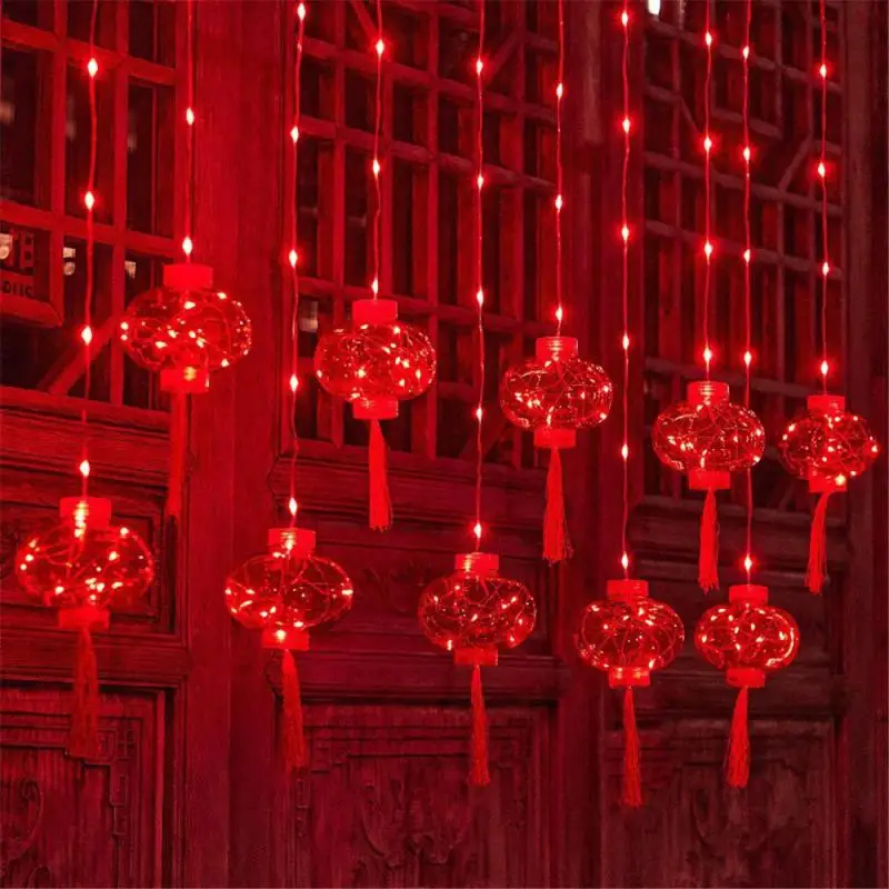 

Праздничные красные фонари, символ богатства, китайская лампа-гирлянда, красные фонари, цветные фонари, декоративная лампа, великолепный узор Fe