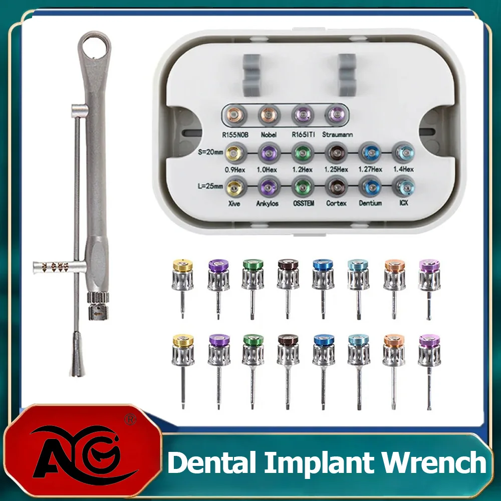 AG Dental Implant Torque Screw Driver Wrench 10-70N.cm 16 Pcs Drivers Dentistry Universal Tools Kit Box