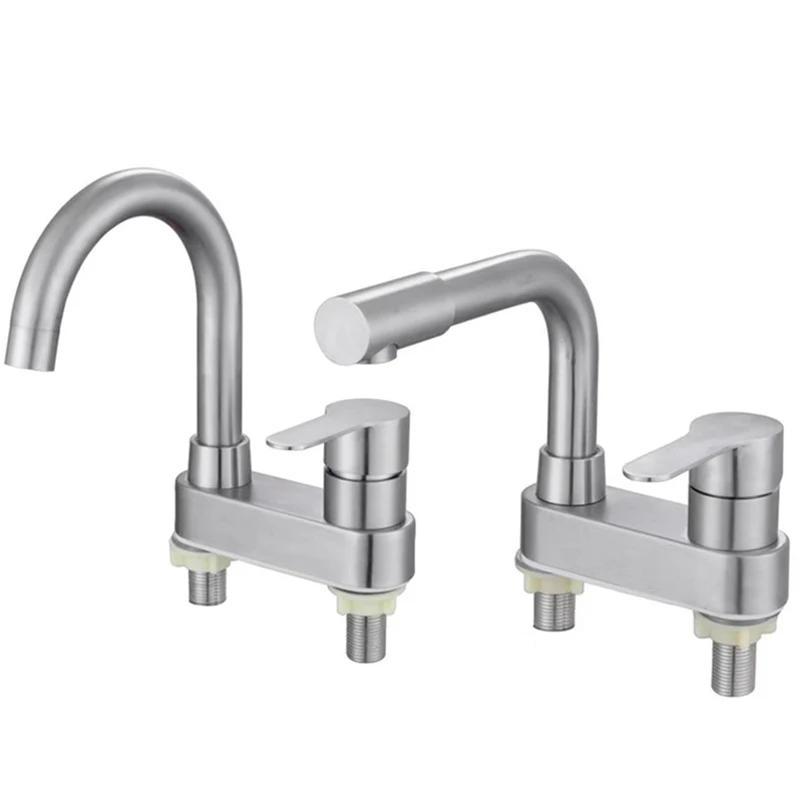 

1Pc Basin Faucet 304 Stainless Steel Basin Sink Faucet Bathroom Cold Hot Sink Taps