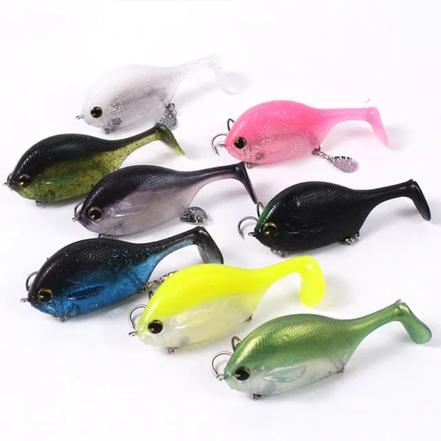 Señuelos De Pesca Topwater, 5 Unidades, 8 Cm Y 11.5 G, Multicolor, Con Ganchos Triples Y Cola Giratoria - Para Agua Dulce Y Salada