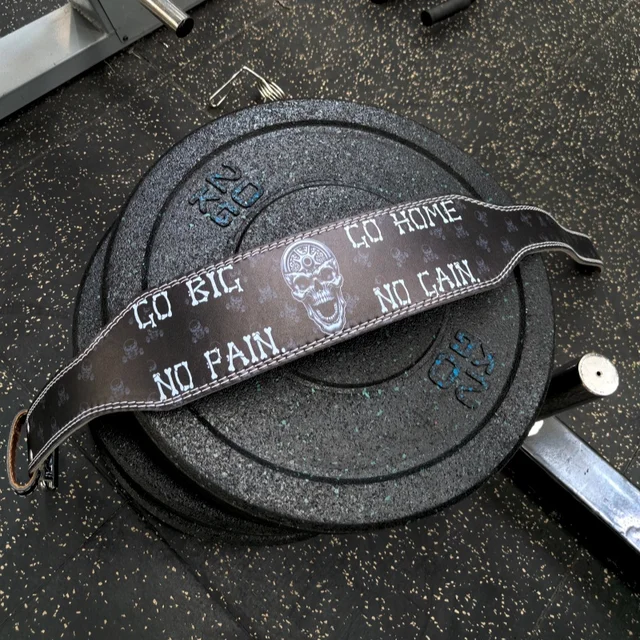 1 Pc Skull Style Weightlifting Belt with NO PAIN NO GAIN Gym Fitness Belt for Men & Women Powerlifting Belt for Squat Deadlift 5