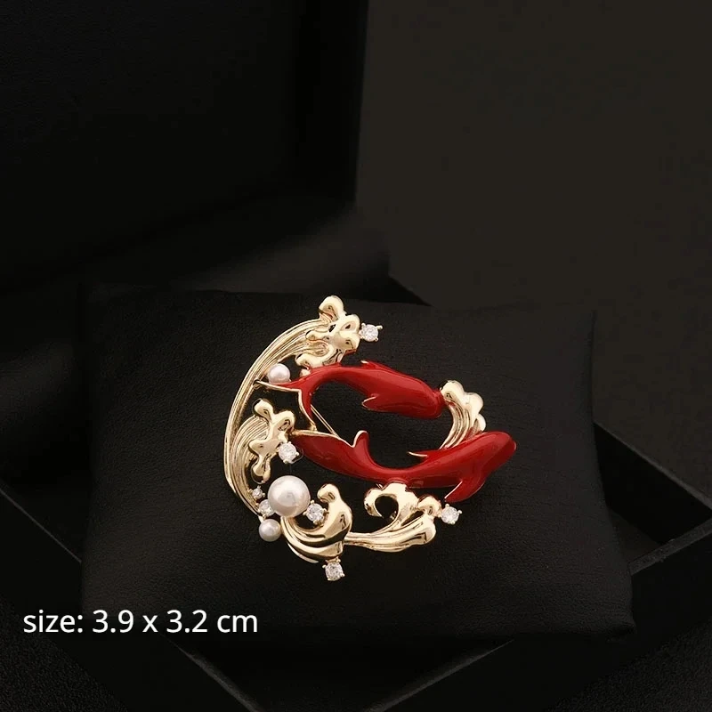 New Chinese National Fashion Fish Brooch Koi Pin Women's Coat Lucky Red Corsage Classical Style Jewelry Clothes Accessories 6095