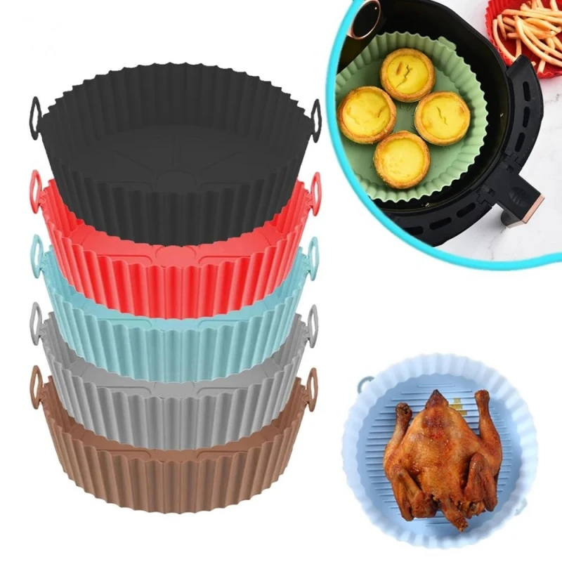 Silicone Basket Pot Tray Airfryer Liner For Air Fryer Reusable Container Accessories Pan Baking Mold Protector Kitchen Gadgets air fryer liners air fryer baking tray air fryer accessories air fryer mold air fryer silicone tray air fryer basket