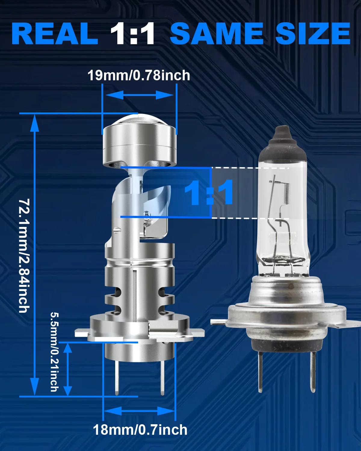 카투르 2개 H7 LED 자동차 헤드라이트 프로젝터 렌즈 포함 강력한 주간 주행등 DRL DC 12V 어댑터 불필요 55W H7 교체용