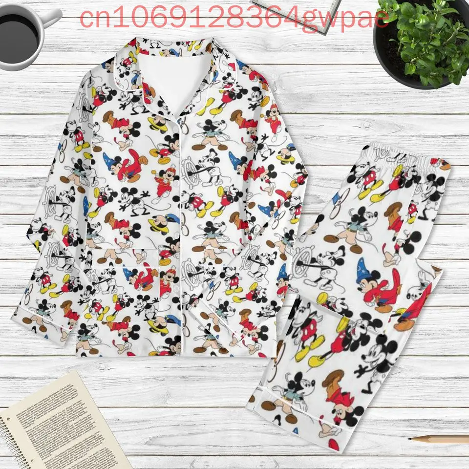 Disney Mickey Mouse Cruise Pajama Set Minnie 3d Printed Casual Men's and Women's Long Sleeved Shirt Pajama Set 3