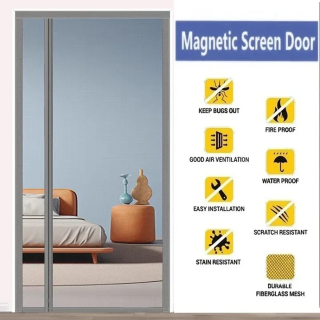 Magnetic Screen Door Mosquito Net Curtain Fly Insect Proof Automatic Closing Invisible Summer Mesh for Kitchen Indoor Livingroom 3