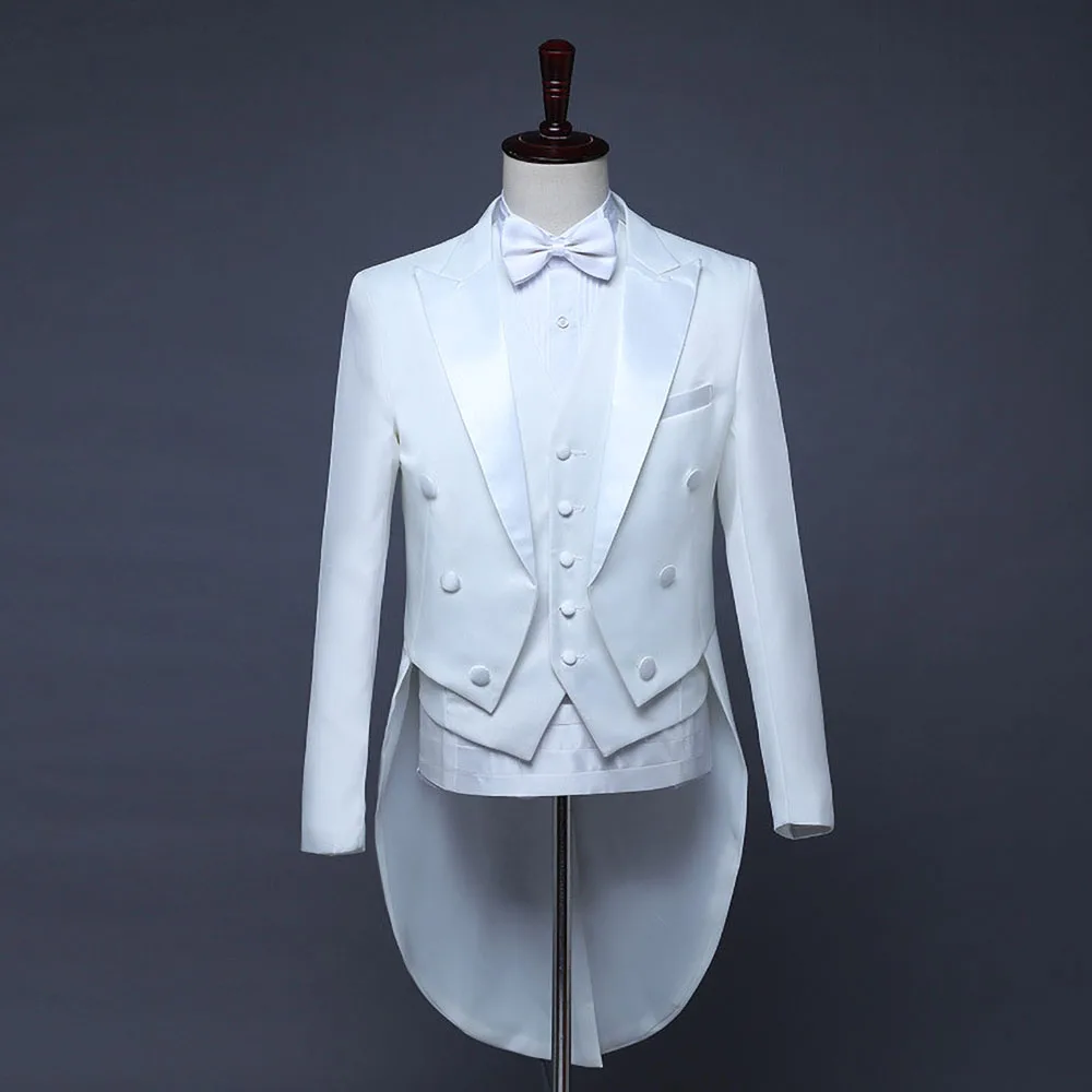 Latest 2023 Cloudstyle Men's Tailcoat Formal Ment Suit Slim Fit 3-Piece Suit Dinner Jacket Wedding Suit Male Swallow-Tailed Coat 3