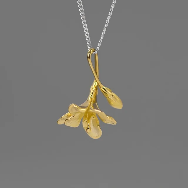 Freesia Flower Silver Necklace - Image 3