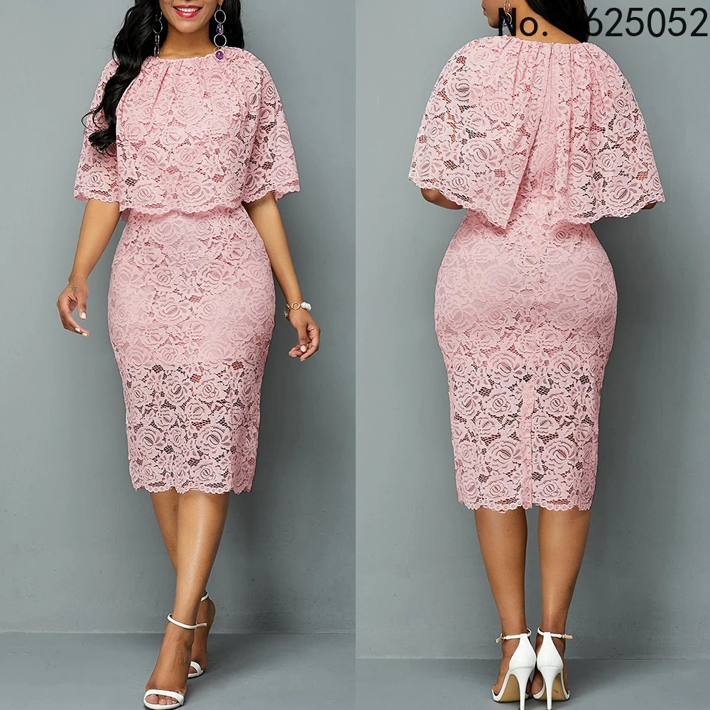African Lace Dresses For Women Fashion New Africa Sexy Wedding Outfit Gowns Plus Size Maxi Dress Dashiki Ankara Pink Robe |