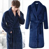 Grande taille épaisse flanelle hommes Robe Kimono peignoir Robe corail vêtement de nuit en polaire vêtements de maison automne hiver vêtements de nuit vêtements de salon 1