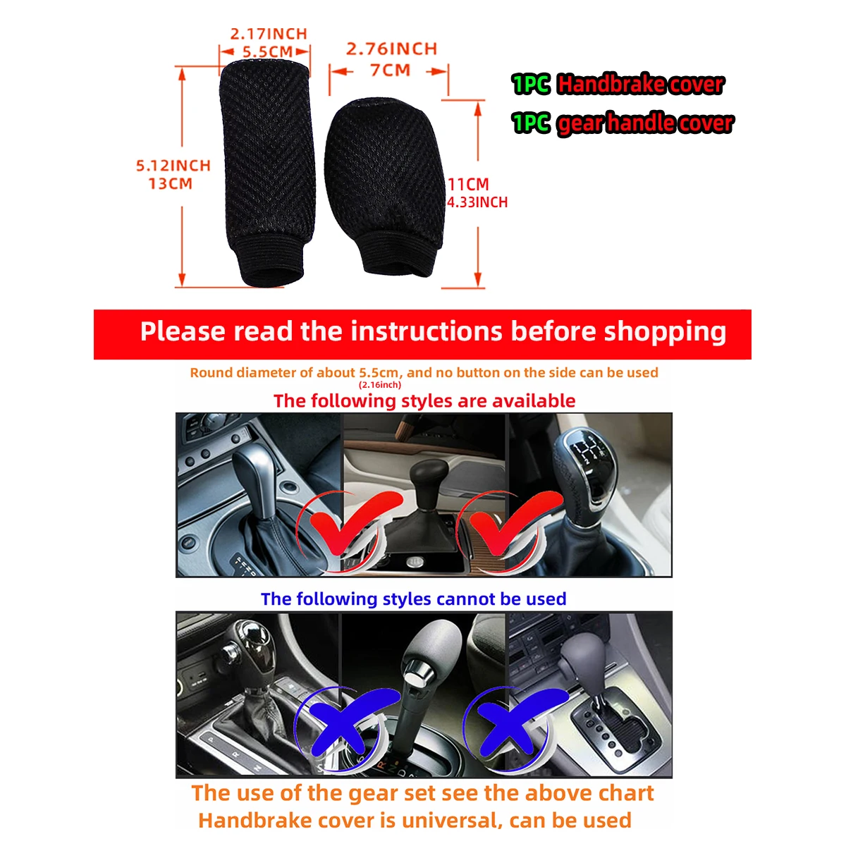 Car Interior Accessories 2 piece sandwich mesh breathable car handbrake set gear set car interior supplies four seasons general