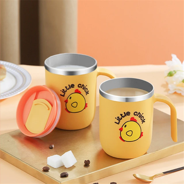Cute Chick Coffee Mugs Stainless Steel Tumbler Double Wall Beer Thermal  Breakfast Milk Cup Travel Large Tea Mug with Lid Gift - AliExpress