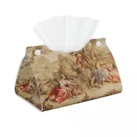Custom Aubusson Tapestry French Tissue Box Cover Rectangular PU Leather European Floral Flowers Facial Tissues Holder for Car 1