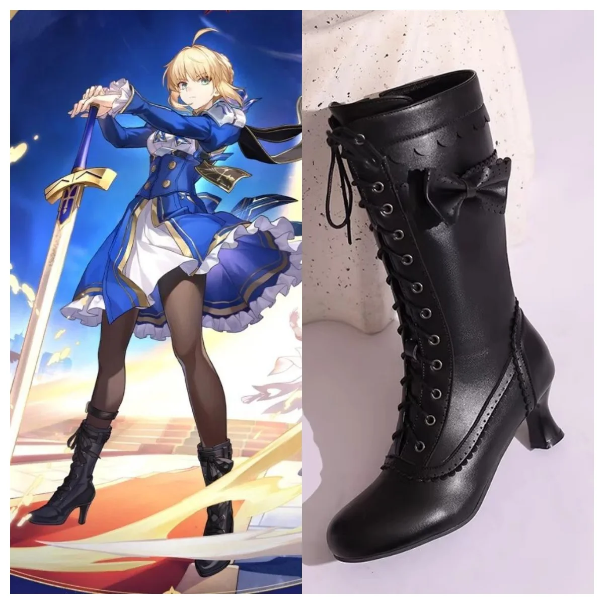 Fate x Honkai: スターレール セイバー コスプレ シューズ 蝶ネクタイ