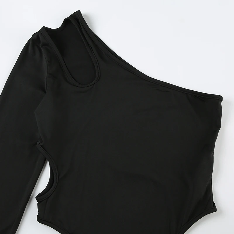 Body de mujer con un hombro descubierto y abertura, sexy, sin espalda, a la moda, elegante, para otoño, para fiesta, rave, body para mujer, tops