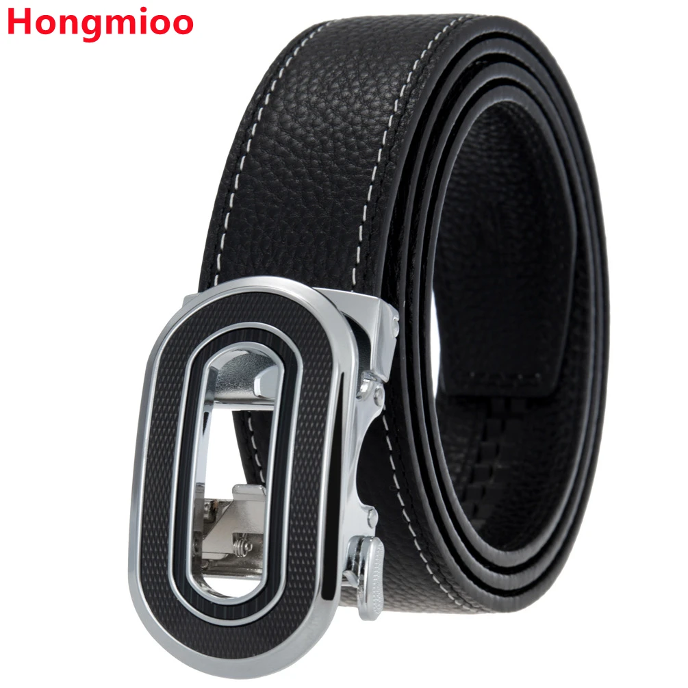 Brand Simple Casual Men's Leather Belt Designer Luxury Cowhide Belt Ratchet High Quality Alloy Automatic Buckle