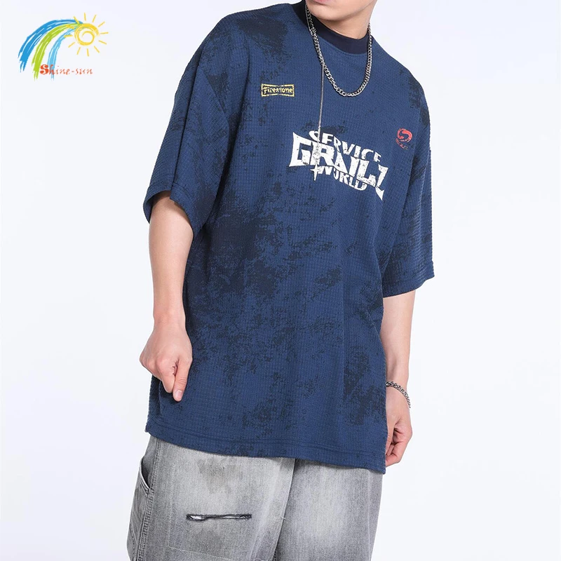

Breathable Fabric High Quality Tie-Dye Brown Dark Blue Black Grailz T Shirt Tee Hip Hop Oversized T-Shirt For Men Women