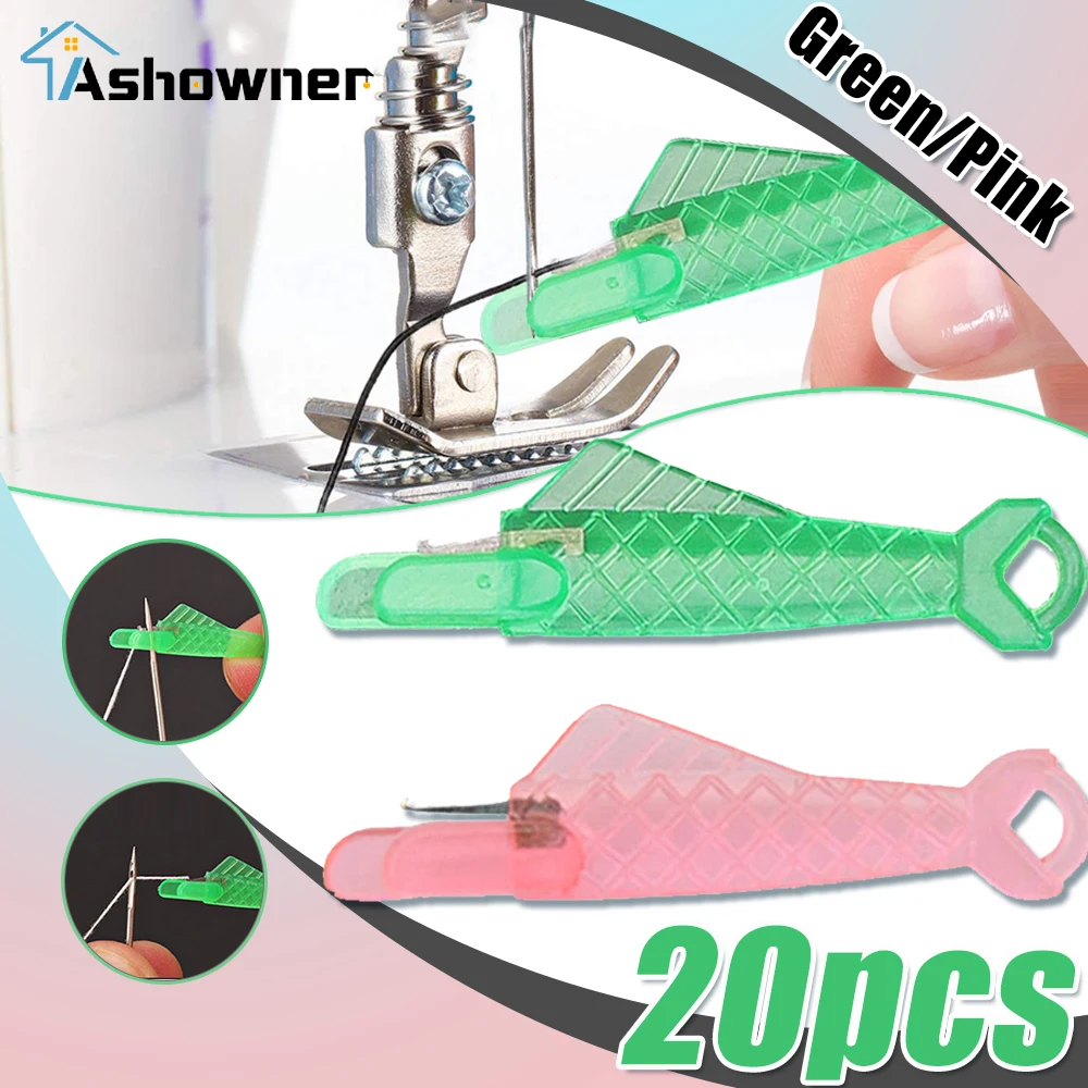 20pcs Automatic Mini Sewing Machine Needle Threader with Hook Portable