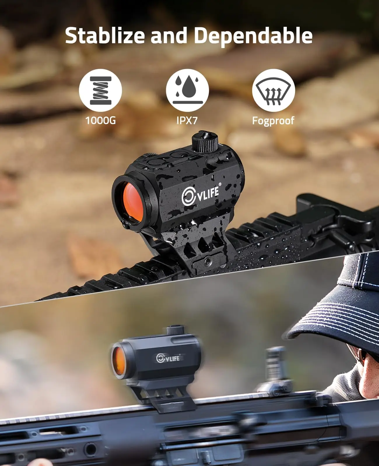 CVLIFE JackalHowl Red Dot Sight 1x20mm 2 MOA Motion Awake with 10 Brightness IPX7 Waterproof Scope Optics with Absolute Co-Witne