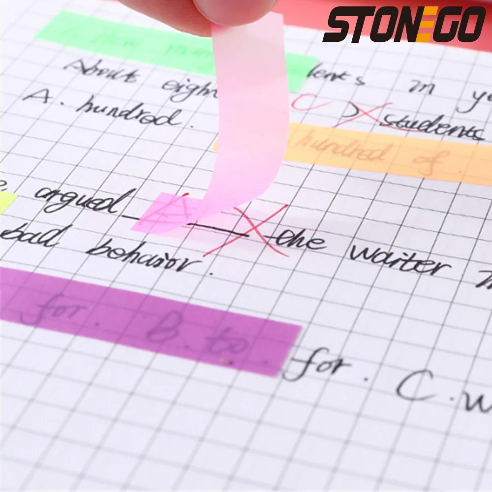 Paper Bookmark 200 Sheets Fluorescence Self Adhesive Memo Pad Sticky Notes Marker Student Office Supplies
