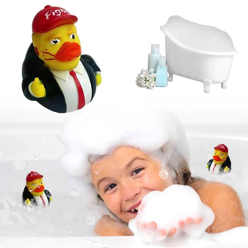 Novelty Trump Rubber Duck Baby Bath Toys Trump Merchandise Rubber Duckies for Kids Gift Birthdays Baby Showers Bath Time 2