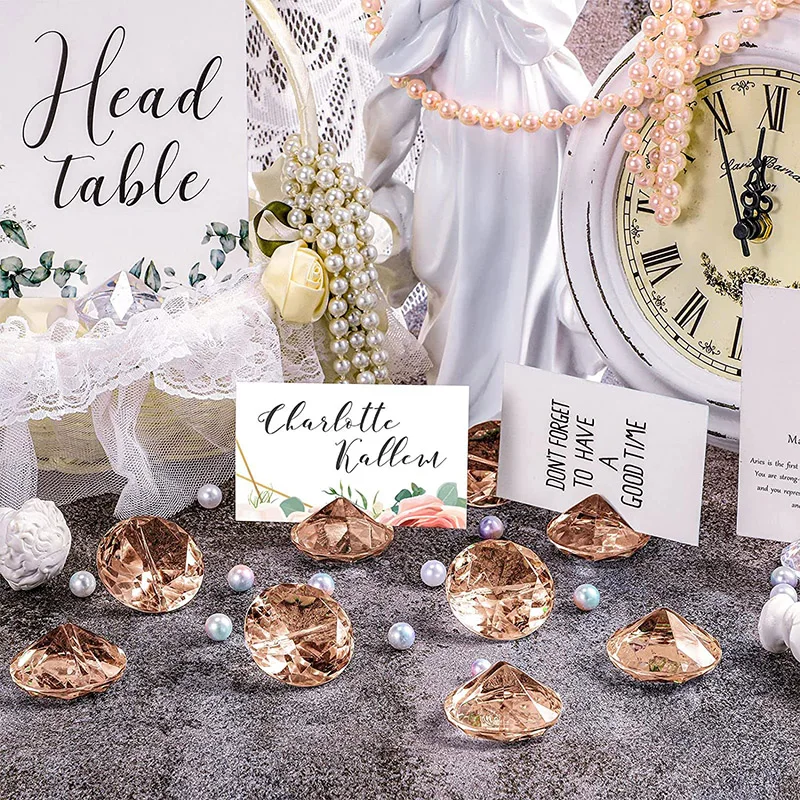 10PcsDiamondPlaceCardHoldersAcrylicTableNumberHoldersforWeddingsCrystalTabletopBaby