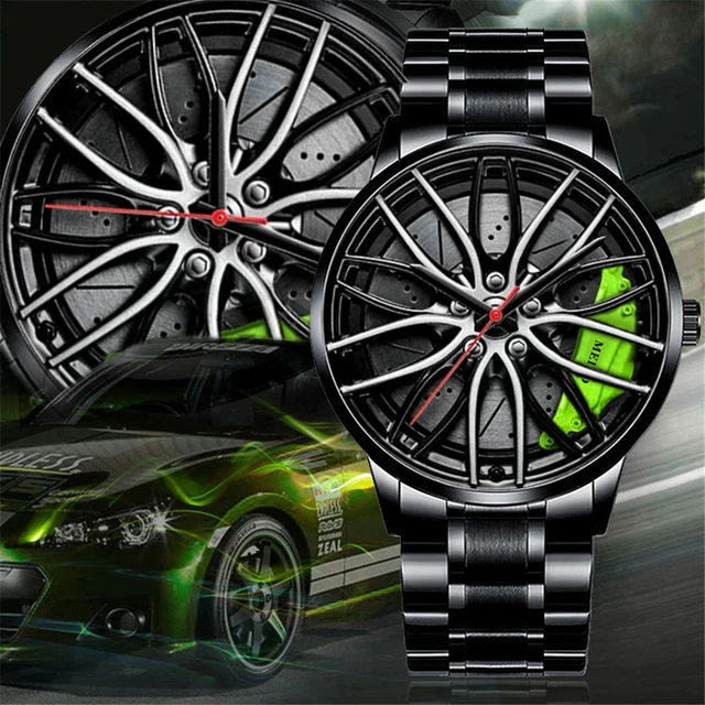 Мужские роскошные часы Спортивные автомобильные часы 3D Sport Rim Hub Wheel Наручные часы Автомобильные кварцевые Мужские часы Creative Relogio Masculino 1