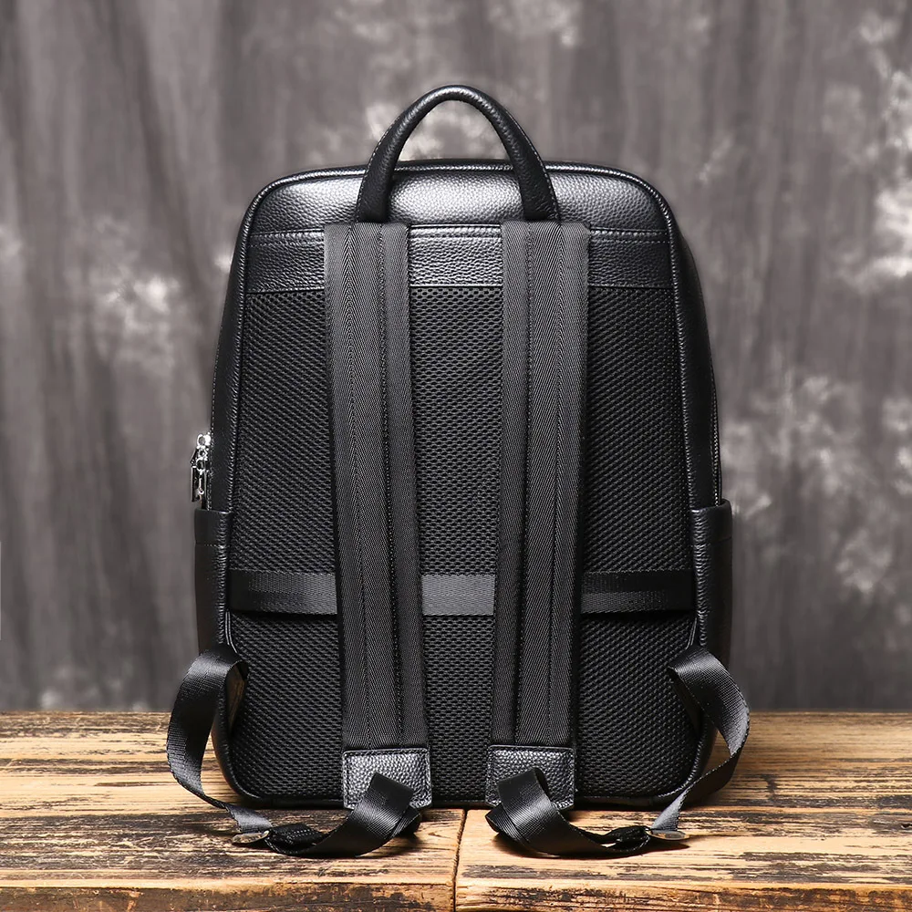 New Genuine Leather Backpack, Men's Large-Capacity Top-Layer Cowhide Wheeled Travel Backpack 3