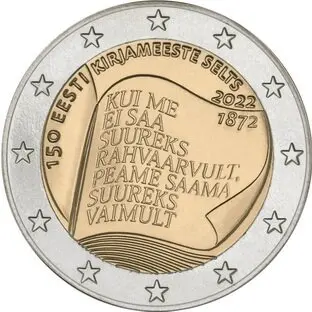 Il 150 ° Anniversario Della Creazione Dell'Associazione Letteraria In Estonia Nel 2022, 2 Euro, Moneta Commemorativa Bicolore