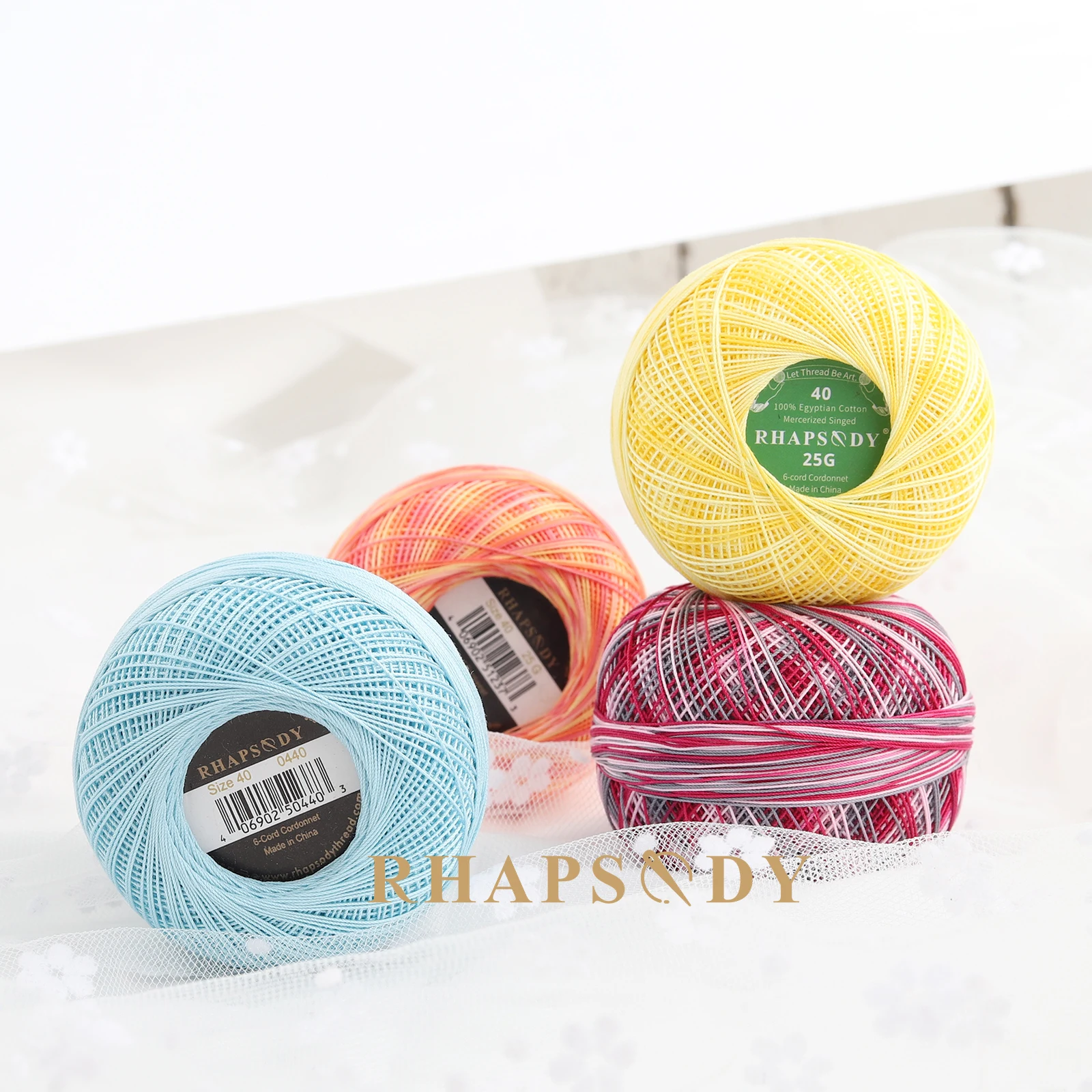랩소디 사이즈 40 면 진주 실, 크로셰 타팅 뜨개질 퀼팅 바늘 끝, DIY 300 야드, 볼당 25 g