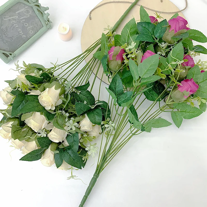 Silk Rose Artificial Flower Bouquet for Weddings and Events - 52cm Elegant Floral Arrangement and Home Decor Accessory