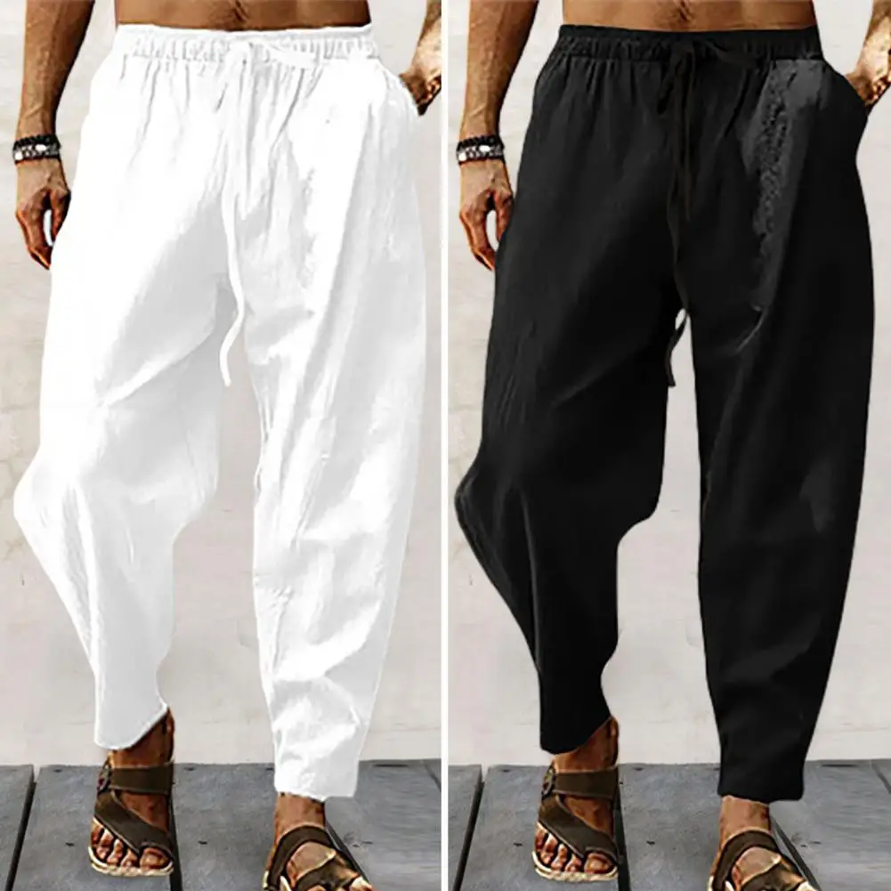 New Men‘s Jogging Pants Streetwear Loose Casual Cotton Linen Trouser