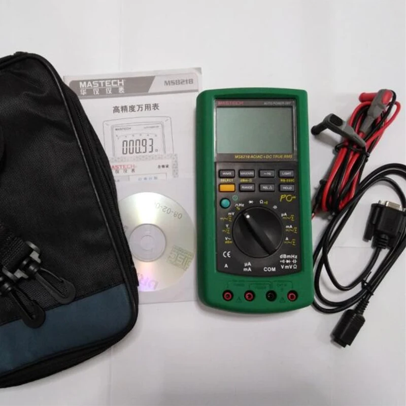 MASTECH 멀티미터 MS8218 고정밀 50000 카운트 True RMS DMM 디지털 멀티미터 RS232 인터페이스 멀티미터