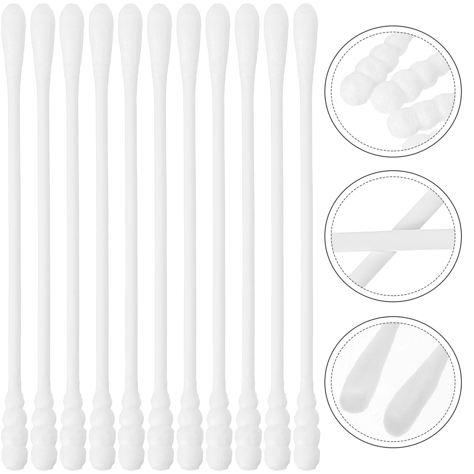 200 Pcs Manicure Cotton Swabs Buds with Different Heads Spherical Safe Baby Care White 2