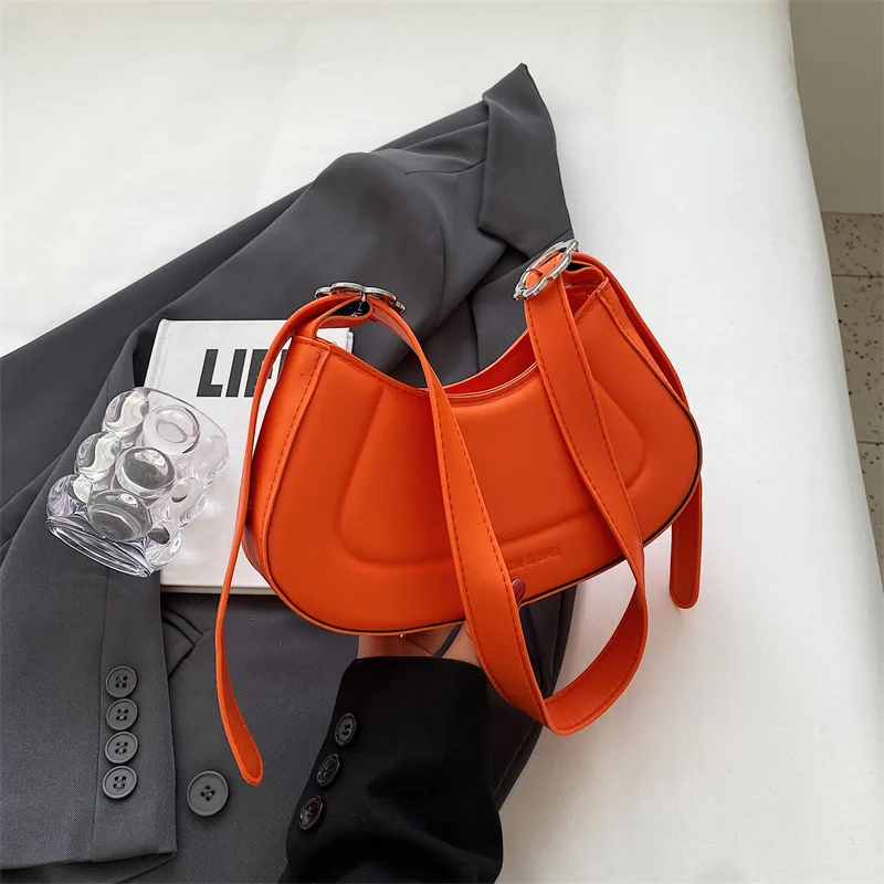 

Women Messenger Bag Fashion PU Leather Shoulder Bag Simple Solid Color Underarm Bag Casual Zipper Hasp Top-handle Handbags