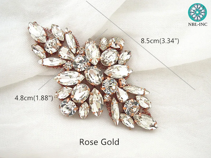 (1PC) Small rhinestone crystal Appliques patch iron on silver gold hand beaded applique for dress shoe accessory sewn on WDD0736 