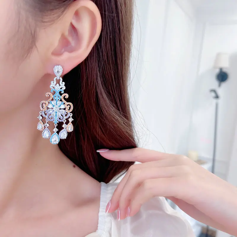 Pattern Hollow Water Drop Tassel Earrings 2023 New Fashion Romantic Wedding Party Bridal Eardrop Brand Jewelry