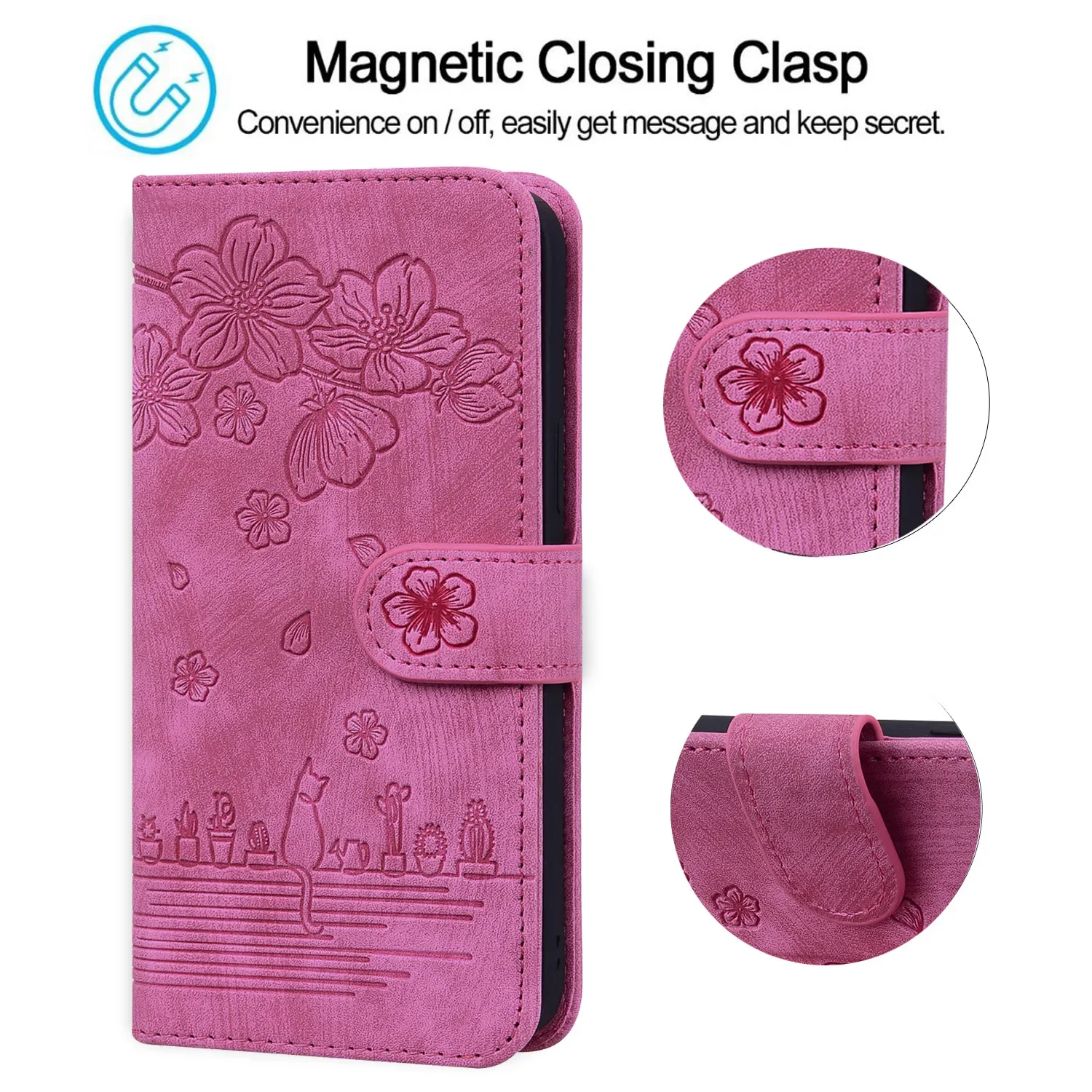 Leather Flip Phone Case with Magnetic Shockproof Wallet and Stand Feature