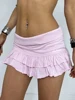 Rockmore Y2K Aesthetics Pleated Mini Skirts Women Fairycore Kawaii Ruffles Patchwork Solid Retro Skirts 2000s Coqutte Clothes 5